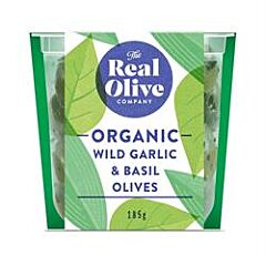 Org Wild Garlic & Basil Olives (185g)